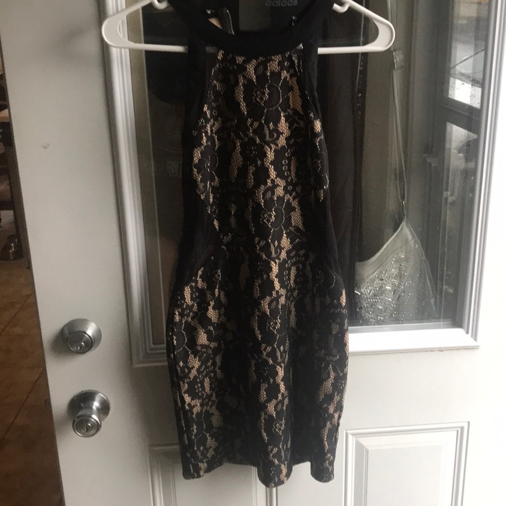 Short Tan Black Dress